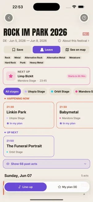 Live now and up next on the festival line-up